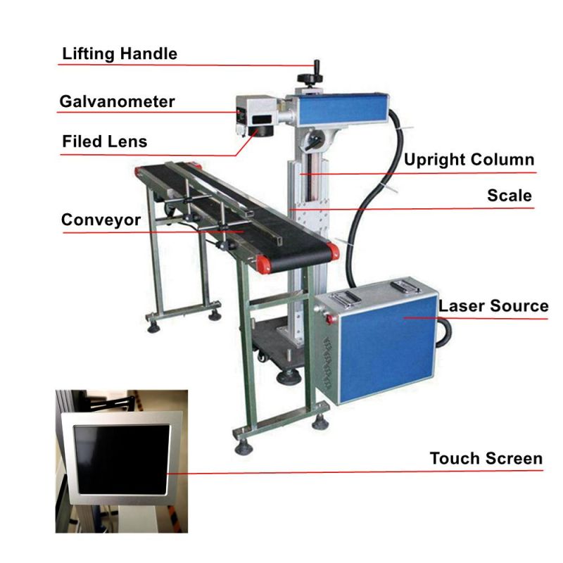 20W 30W 50W 60W 100W High Speed Raycus Jpt Ipg Flying Fiber Laser Marking Machine for Assembly Line