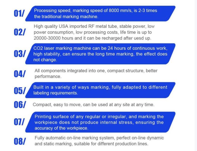 50W CO2 Metal Tube Fiber Laser Engraving/Marking Machine for Plastic/Electronic Components/Clothing/Leather/Shoes/ Non-Metal