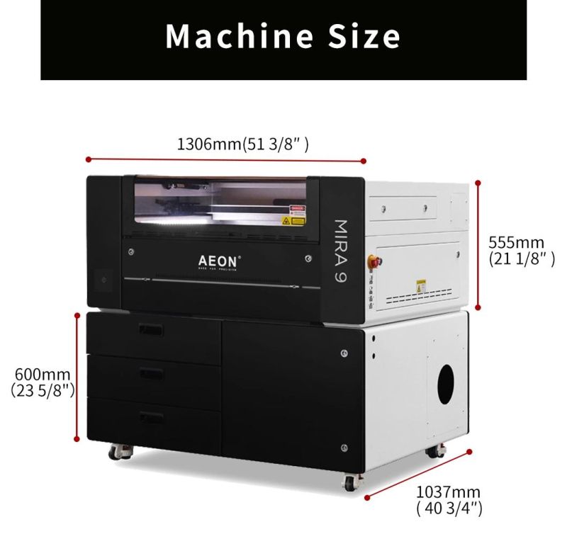 Glass Tube 60W/80W/100W/RF30W/RF50W Aeon 9060 CO2 Laser Cutter for Advertising/Leather/Printing and Packaging/Craft/Wood Industry (All-In-One System)