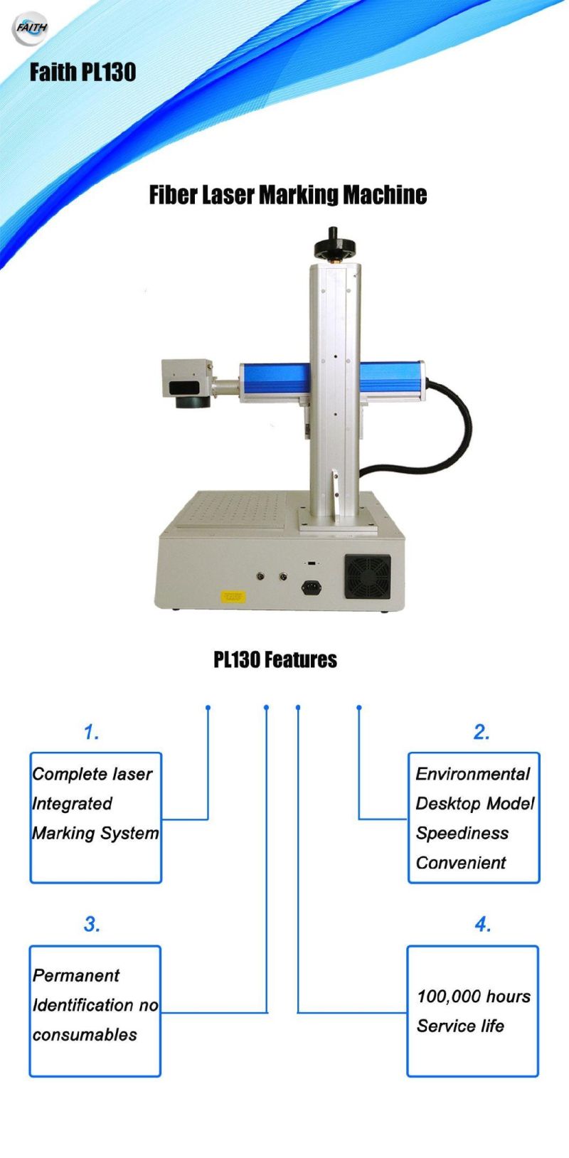 Faith CNC Economic High Efficiency Fiber Laser Marking Machine for Metal