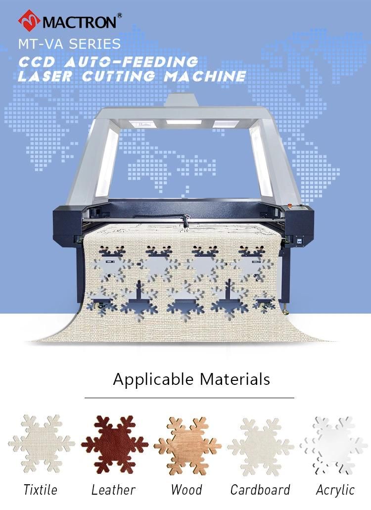 CCD Camera Automatic Feeding Workbench 130W 150W CO2 Laser Cutting Machine for Continuous Line Production