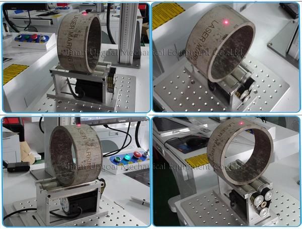 30W Large Diameter Metal Tube Fiber Laser Marking Machine with Roller Rotary