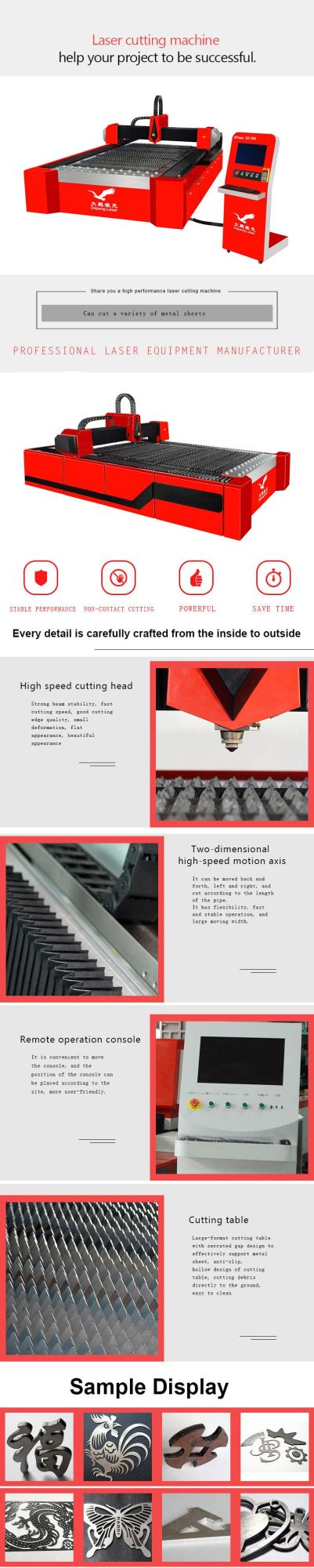 Ordinary Steel Cutter 2000W Fiber Laser Machine with FDA/SGS CNC Router