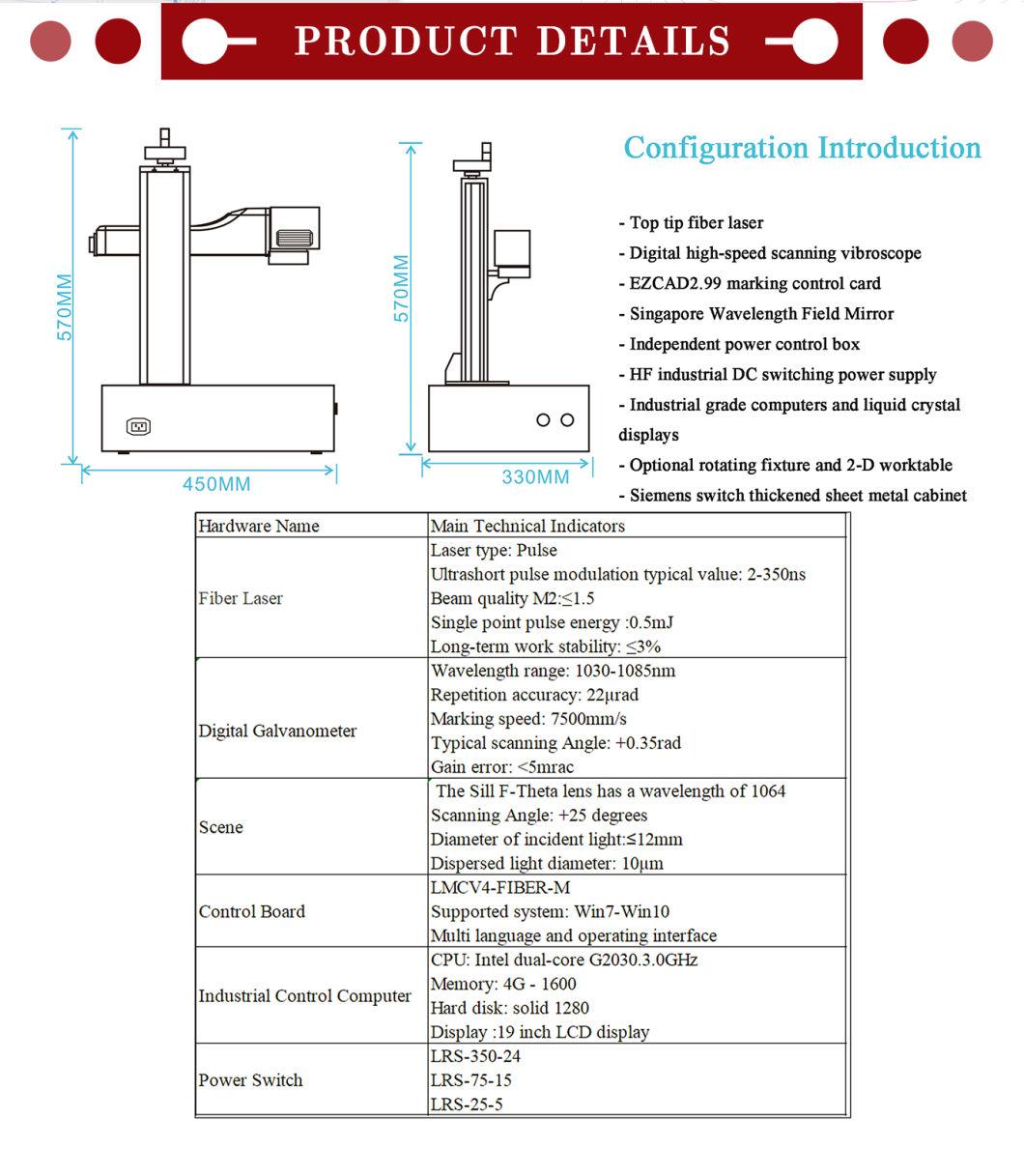 Static Logo Laser Marker on PVC Cards Desktop Fiber Laser Engraver Marking Machine for Metal