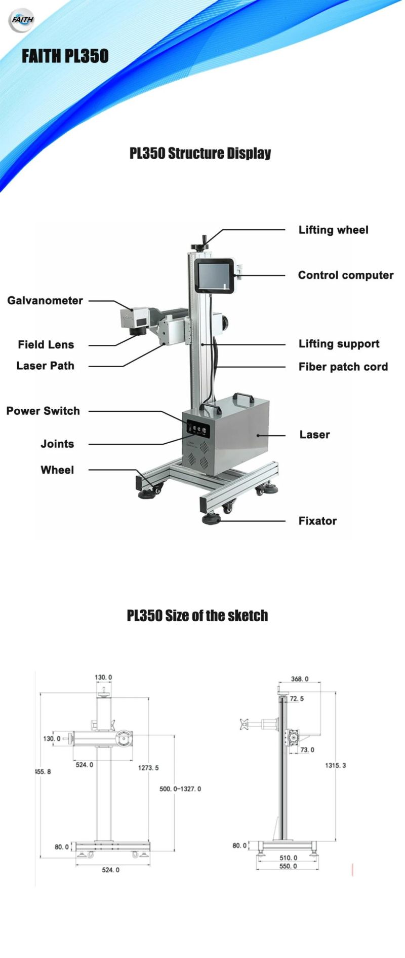 Faith Marking Fiber Laser Portable PVC Pipe Laser Printer