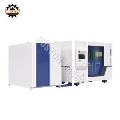 Deep Cutting Fiber Laser Cutting Machine with Cover and Exchange Table Leapion