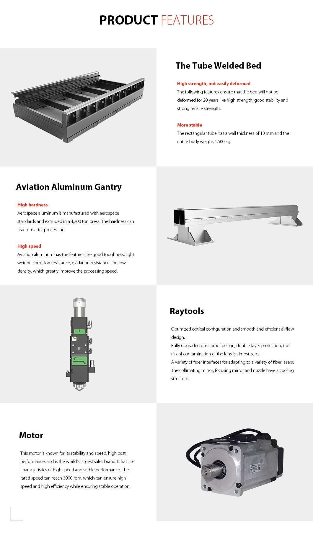 High Speed CNC Fiber Laser Cutting Machines Sheet Metal 1000W
