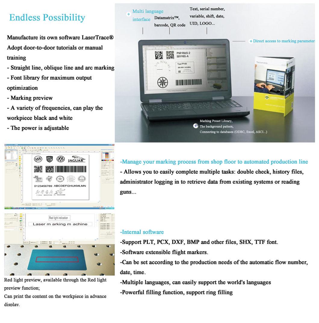Static Logo Laser Marker on PVC Cards Desktop Fiber Laser Engraver Marking Machine for Metal