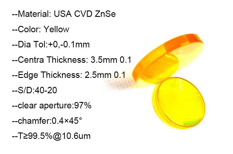 Dia12/15/18/19.5/20/25/38.1mm Laser Znse Focus Lens for CO2 Laser Engraving Cutting Machine