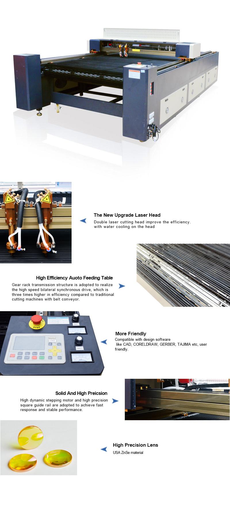 100W Garment Fabric Laser Cutting Machine CO2 1300X2500