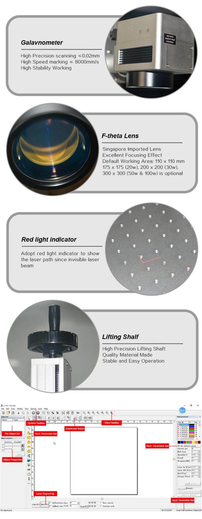 High Stability Fiber Laser Marking and Engraving Machine for Bar Code/Metal Bearing