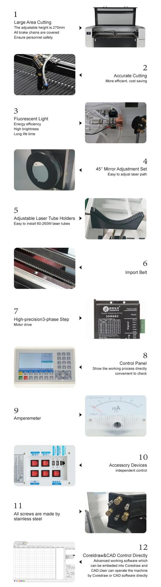 Lihua 1610 Motorized up Down Table 150W 180W CO2 Laser Cutting Machine for EVA Foam MDF Plywood Wood Acrylic