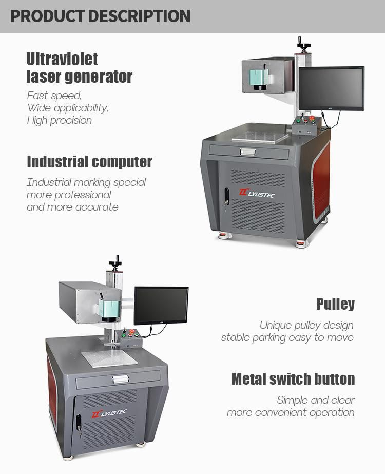 Ultraviolet UV Laser Marking Machine 3W for Marking Glass