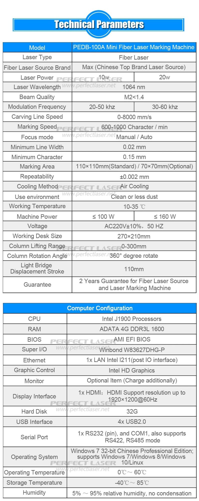 Pedb-100A Cost-Effective Portable Mini Fiber Laser Marking Machine 20W