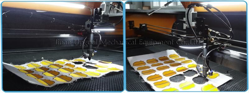 Batch Precision Fabric Embroidery Logo CO2 Laser Cutting Machine with CCD Camera