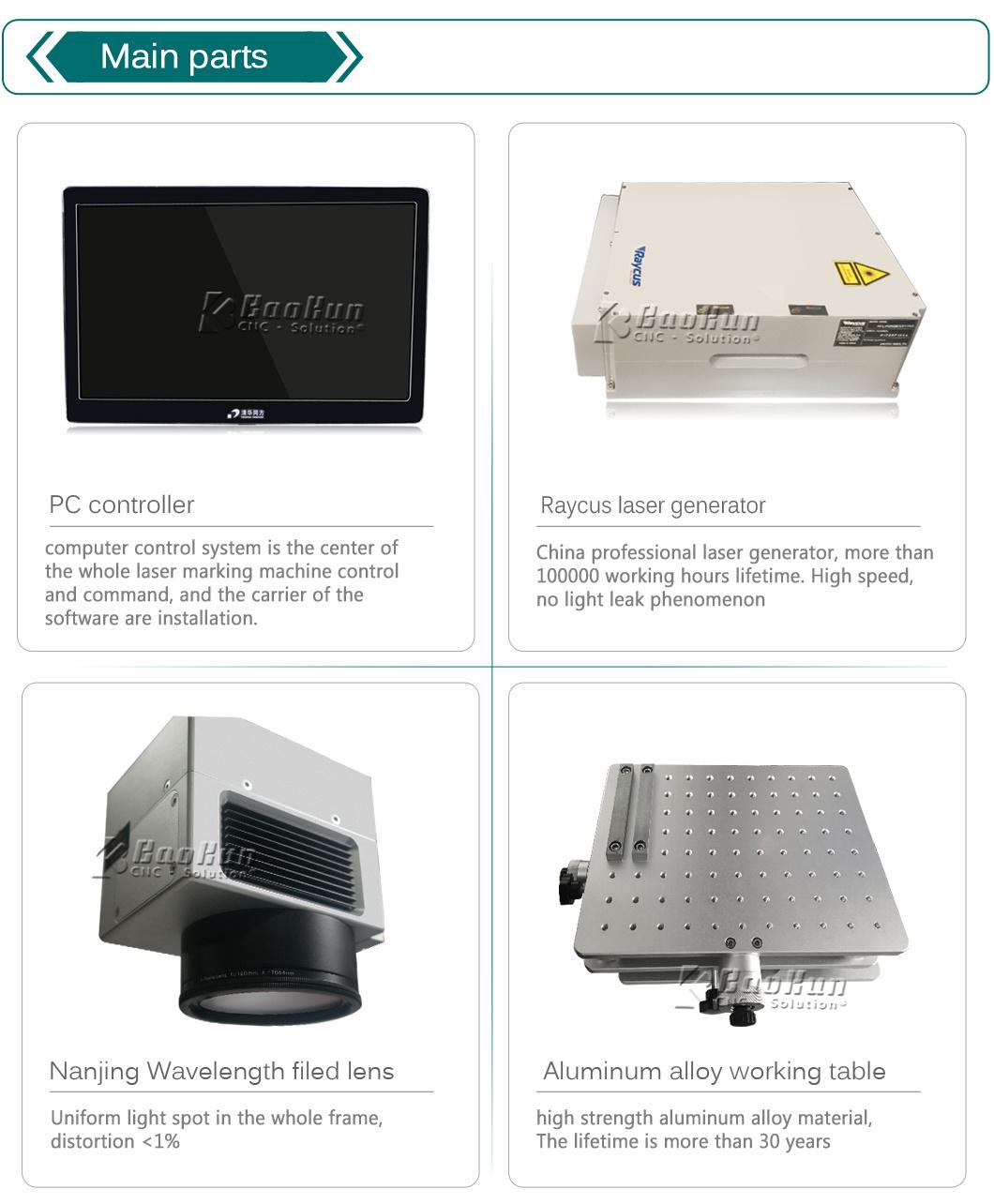 Low Cost Fiber Laser 30W 50W 60W 70W Stainless Steel, Aluminum, Mild Steel Fiber Laser Marking Machine with Raycus Max Ipg Laser Generator