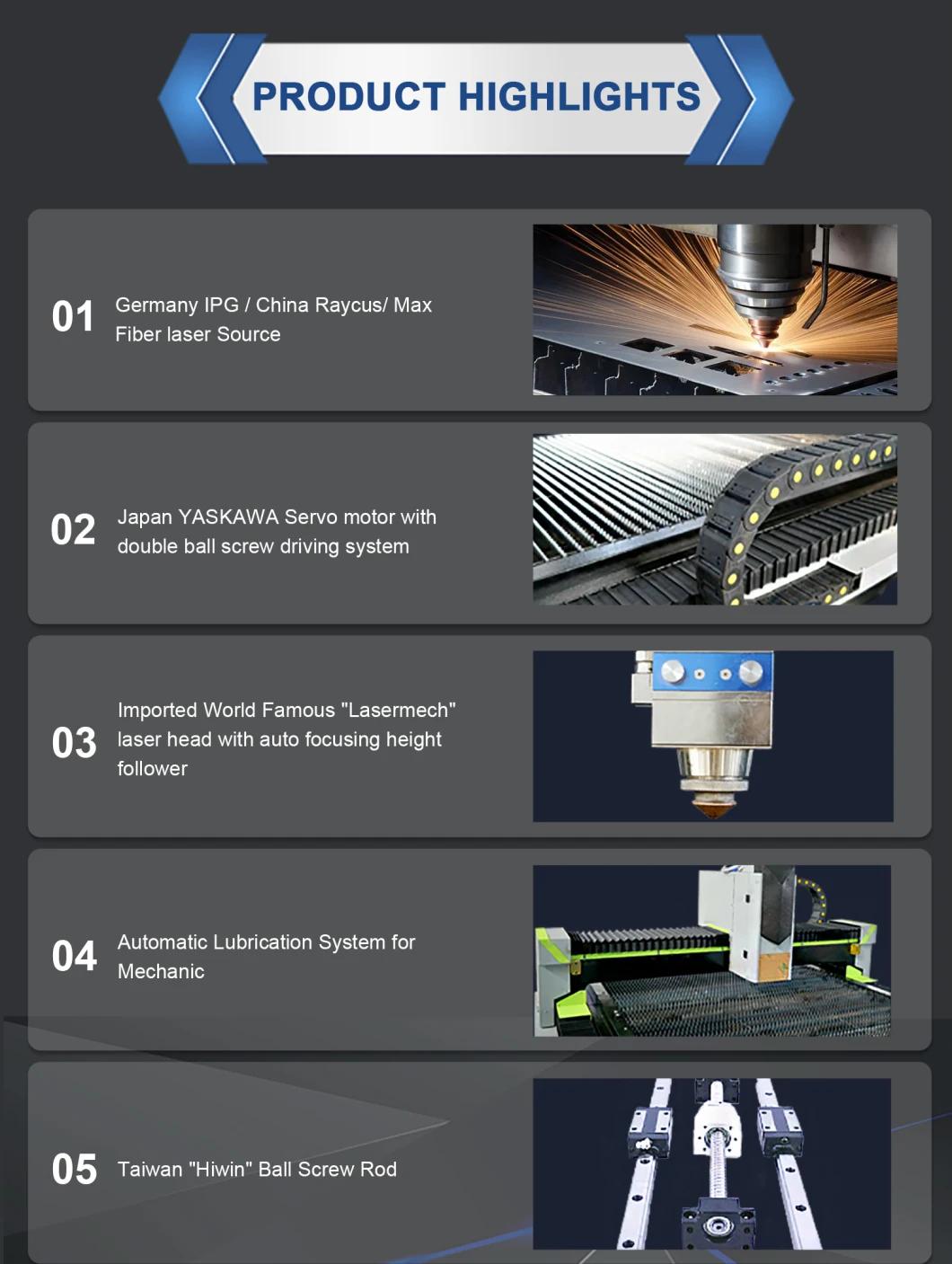 Metal Sheets/Tubes/Pipes Cutting 1000W Fiber Laser Cutter Machine for Stainless Steel or Carbon Steel