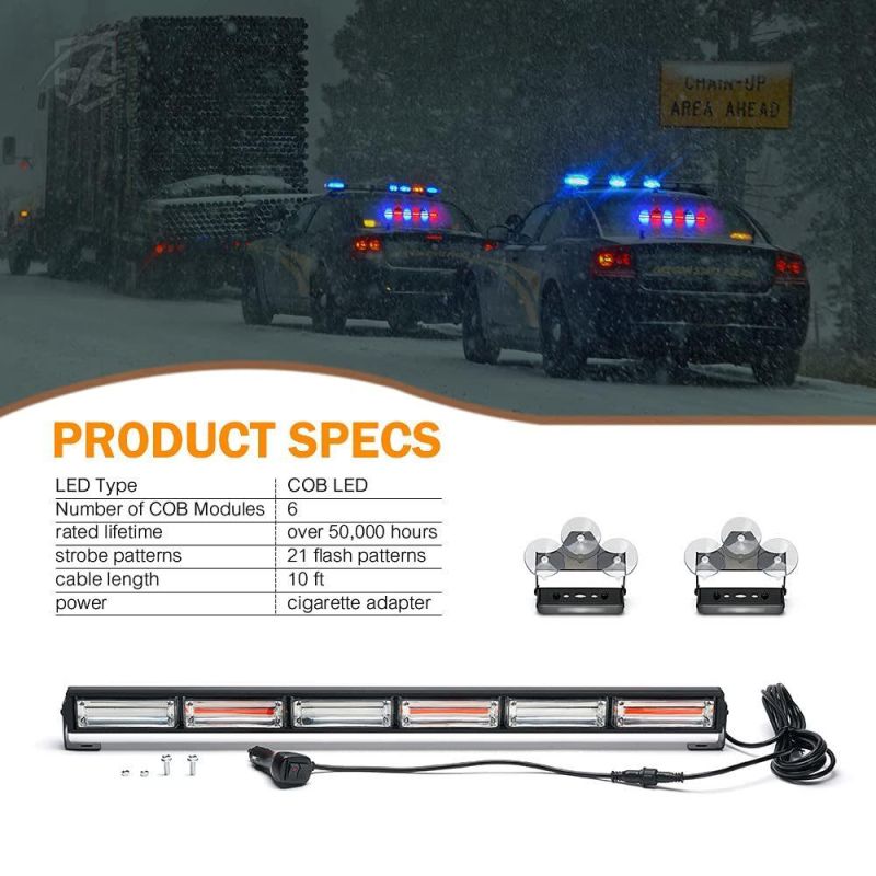 COB LED Flashing Strobing Modes High Intensity Law Enforcement Traffic Advisor Emergency Hazard Warning Vehicle Strobe Light Bar Kit