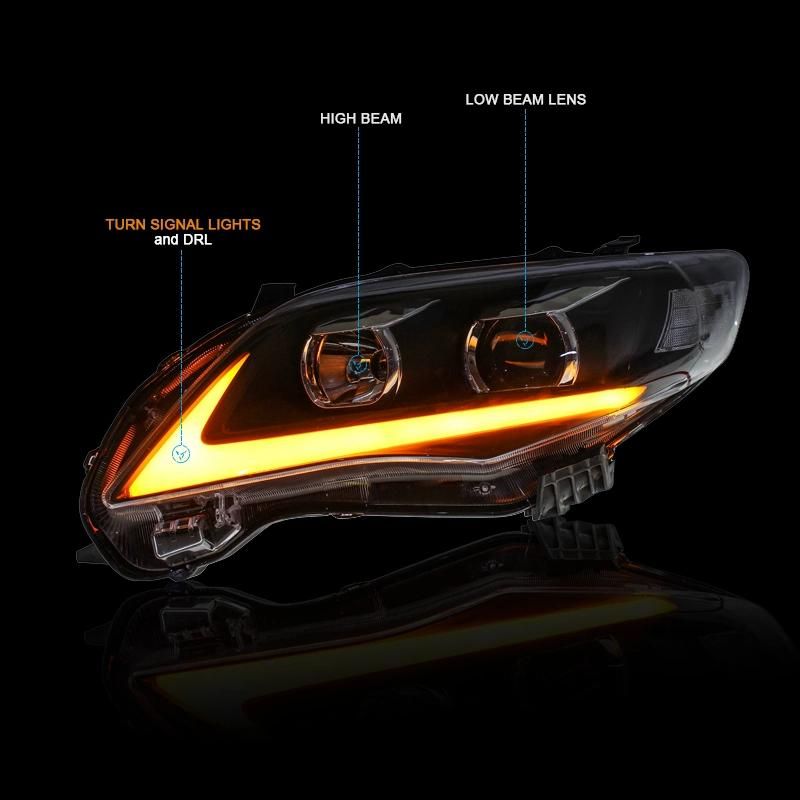 Cnsunnylight for Toyota Corolla 2011/2012/2013 Car Headlights Assembly W/ LED DRL Turn Signal Lights Plug & Play Head Lights