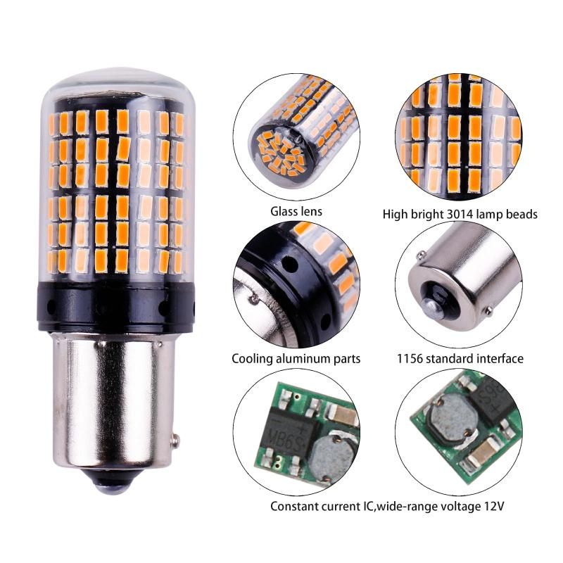 1PCS 1156 Ba15s P21W LED T20 7440 W21W W21/5W 1157 Bay15D LED Bulbs 144SMD Canbus Bau15s Py21W Lamp for Turn Signal Light