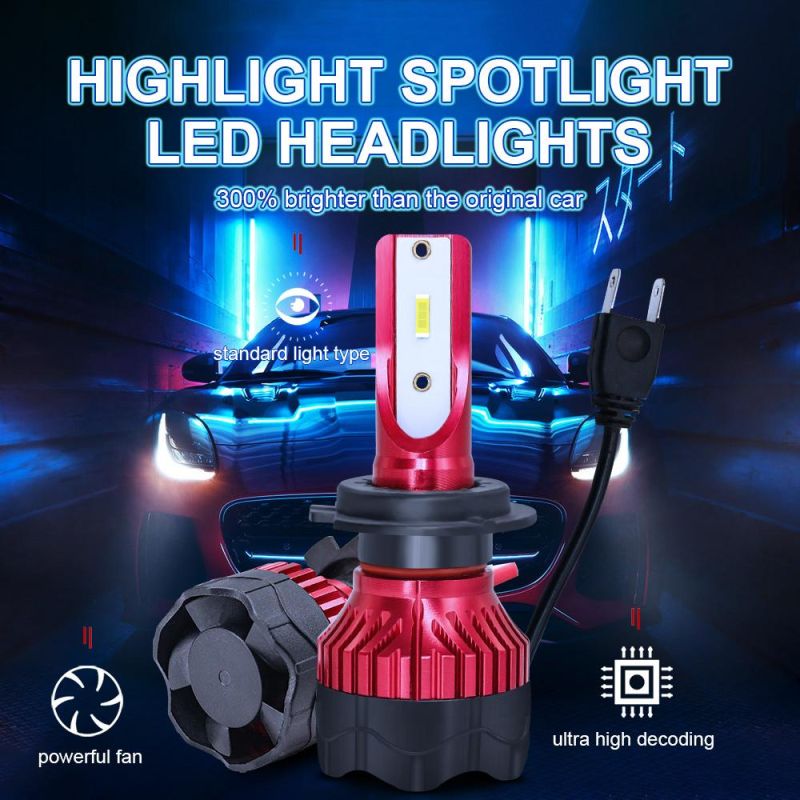 LED Car Headlight K5 IP67 6000K Silent Highlight 80W 12000lm 9-32V Csp Chip H1 H7 H4 9005 Auto Light High Power Car Lights