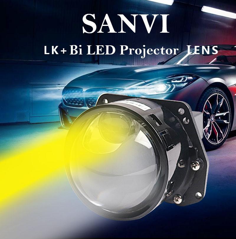 Sanvi Lk+ Car Auto LED Projector Lamp Glass Lens Headlight 3 Inch 12V 72W 6000K LED High Low Beam LHD Rhd Headlamp Universal Factory Supplier