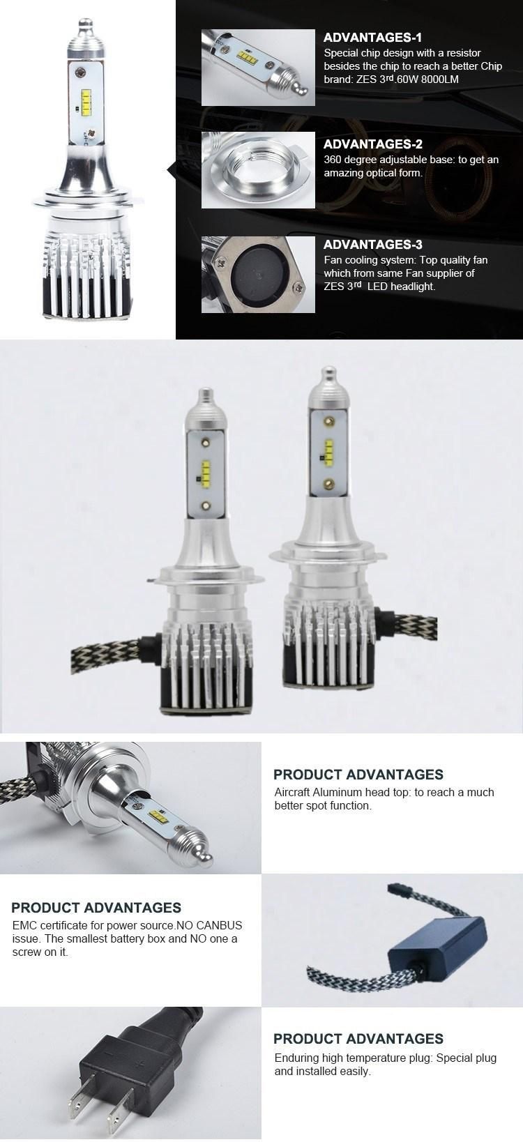 Auto LED Lighting System Zes Chip LED H7 Headlight with Canbus Error Free Driver