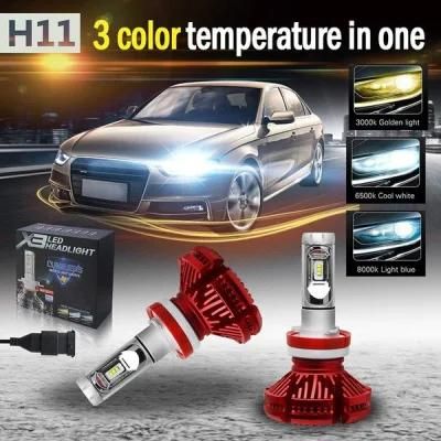 High Power 110W 12000lm X3 H11 LED Headlight Kit 3000K/6500K/8000K