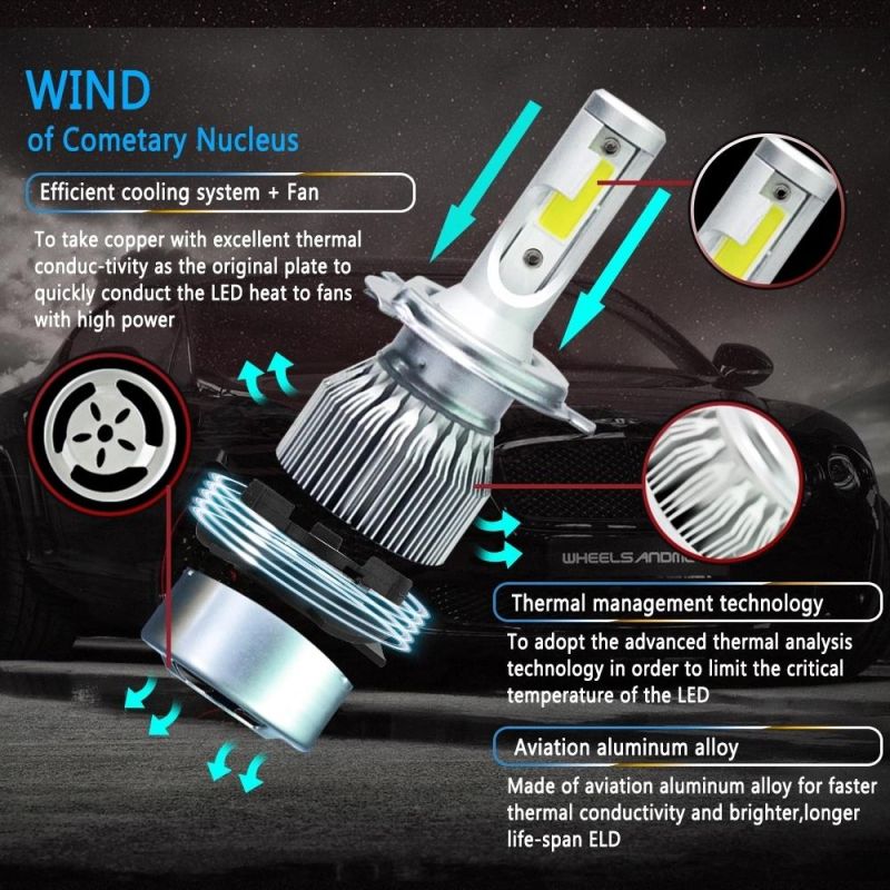 C6 LED Light Auto Head Lamps C6 LED Head Light 9005 9006 9007 H1 H3 H4 H7 H11 Auto LED Head Light C6 LED Light