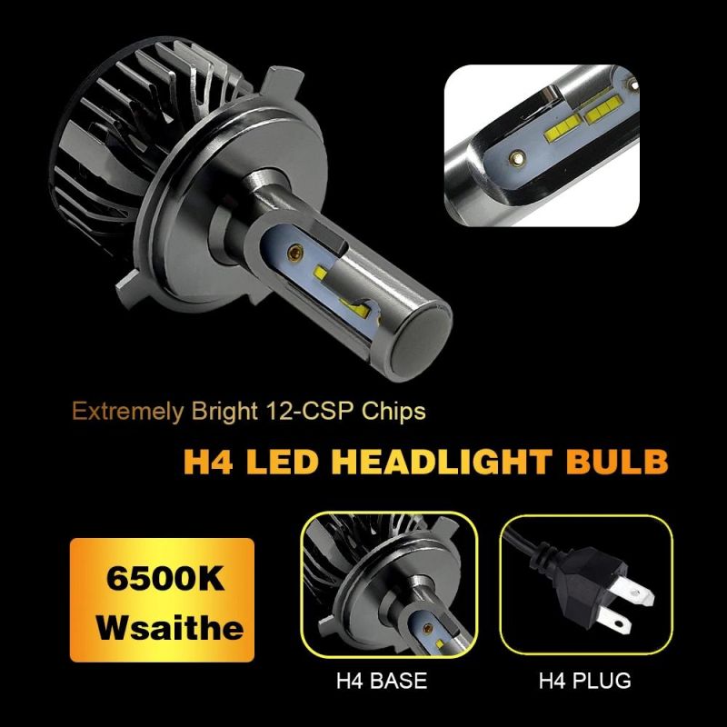 2PCS High Quality Automotive Headlight 55W 10000lm 9-32V 6000K Csp Chip H4 H3 9005 9007 H13 360 Degree Rotaction Chuck LED Car Headlight