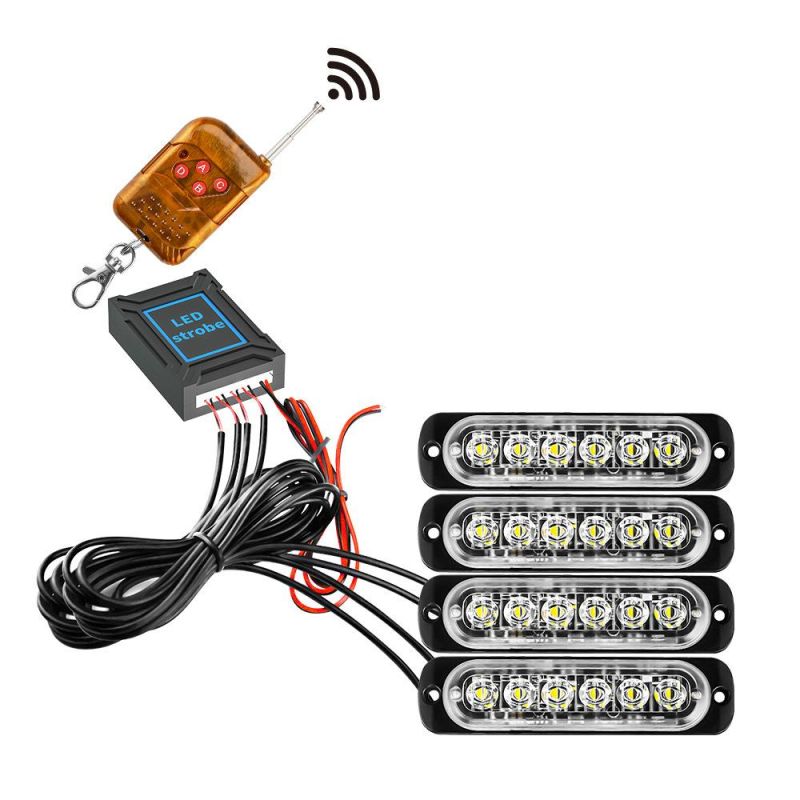 Dxz Car 12V 4in1 LED Car Eagle Eye Emergency Strobe Lights Remote Control Kit