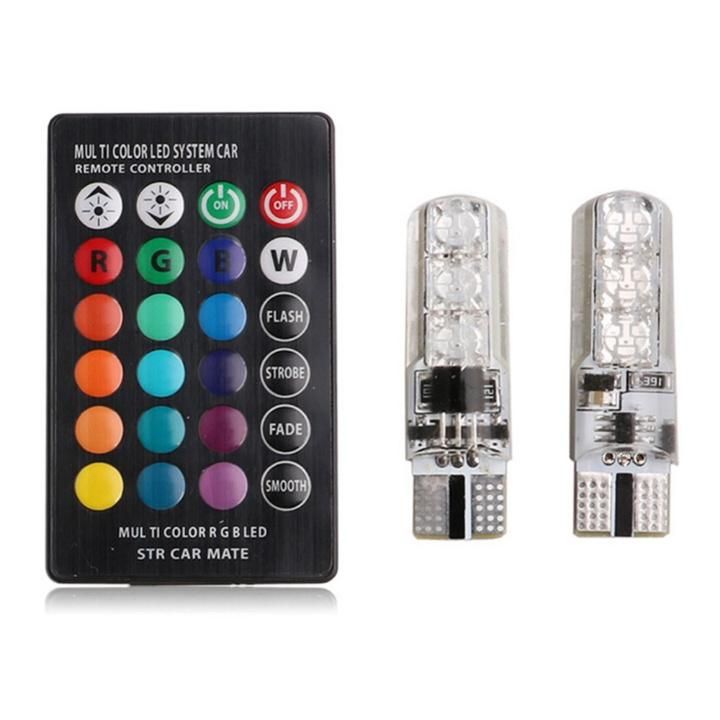New T10 W5w RGB LED Car Clearance Lights SMD RGB T10 LED Bulb Remote Width Interior Lighting Source Car Styling