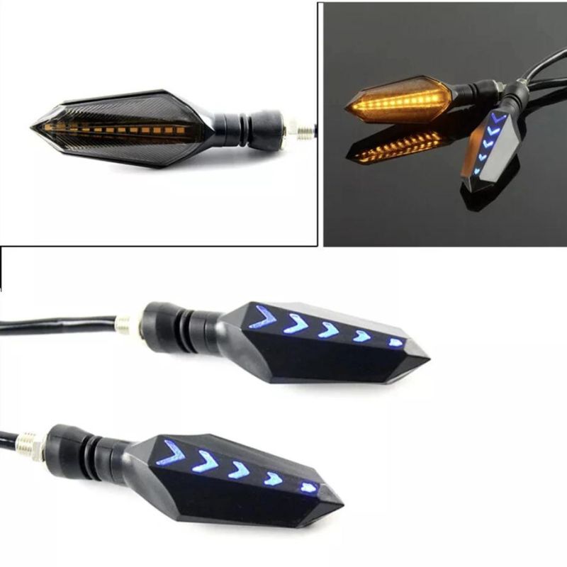 Motorcycle Two Color LED Running Arrow Turn Light Running Horse Mode 17LED Signal Light Warning Light DC