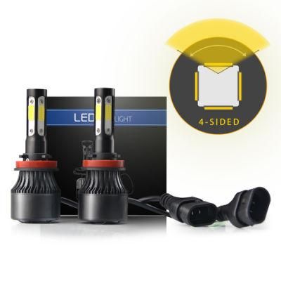 8000lm Automotive H7 4 Sides LED H11 COB Auto S2 Car H4 LED Headlight