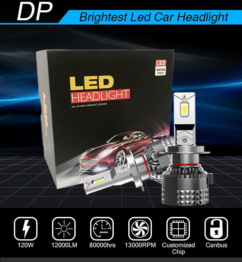 2PCS Car Headlight Csp LED V18 120W 12000lm Canbus IP68 H1 H3 H4 H7 9005 9006 Car Auto Headlamp LED Lights 6000K Headlight