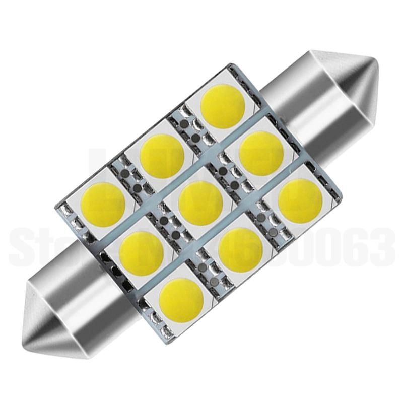 White 5050 9LED 36mm 39mm 41mm DC 12V Car LED C10W C5w Parking Door Festoon Dome Backup Lamp Door LED Reading Lamp Tail LED