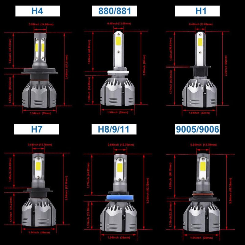 High Quality 36W 4000lm V1 Car LED Headlight H1 H3 H4 H7 H11 Hb3 Hb4 Car Styling 11-30V DC Waterproof 6000K Auto LED Headlamp