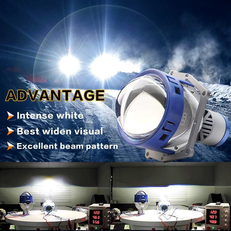 High Quality 55W 7500lm High Low Beam White Projector Lens for Motorcycle P40 LED with Projector Lens