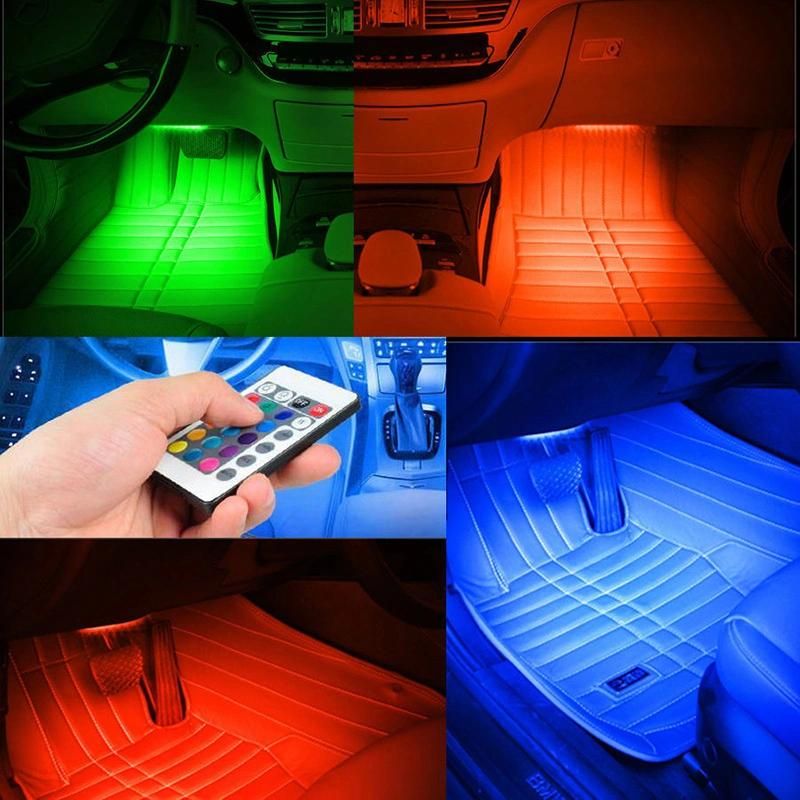 4PCS Music Control Car Decorative Lamp USB LED Strip 12V 5V RGB 5050 SMD Waterproof Interior Atmosphere Lamp with Remote