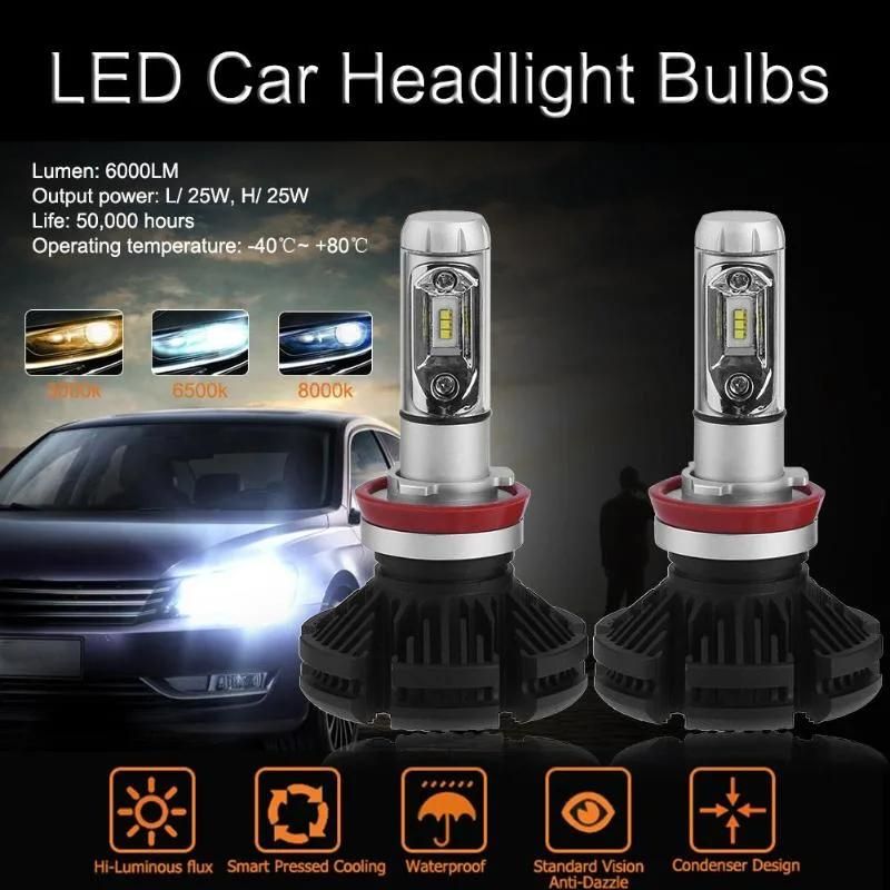 Manufacturer C6 LED Headlight Kit 50W 6000lm X3 LED Auto Car Headlight 9005 9006 H7 H11 Zes Chip