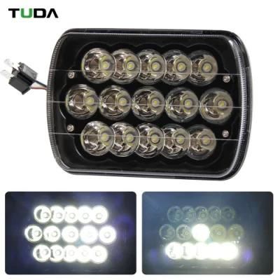 New Arrival IP68 Rectangular H4 Hi/Lo Beam 6500K 45W 12V 5X7 Car LED Headlight