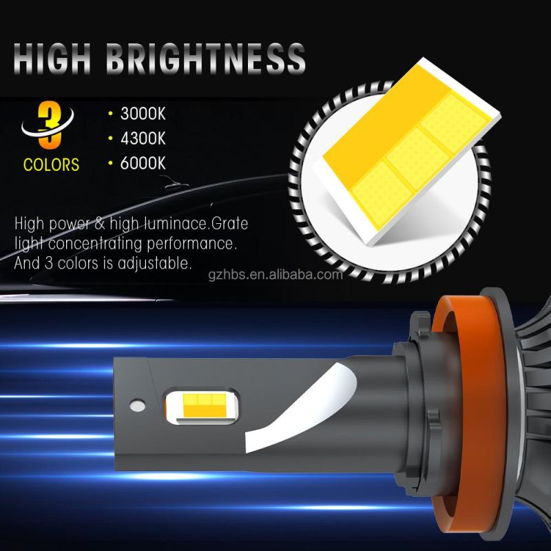 High Power 50W 12V 3000K/4300K/6000K Tricolor High Low Beam Autimotive LED Light Waterproof IP68 LED Headlight for Car