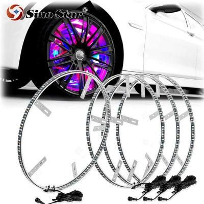 Sw7611437 4PCS 14 Inch 5050-RGB SMD LED Color Wheel Rim Lights Bluetooth APP Control Wheel Rings Lights Kits