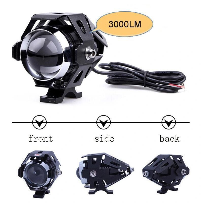 Manufacture Four Color 125W Motorcycle Headlight 3000lm Motorbike Spotlight U5 U7 LED Moto Driving Car Fog Spot Head Light Auto Lamps