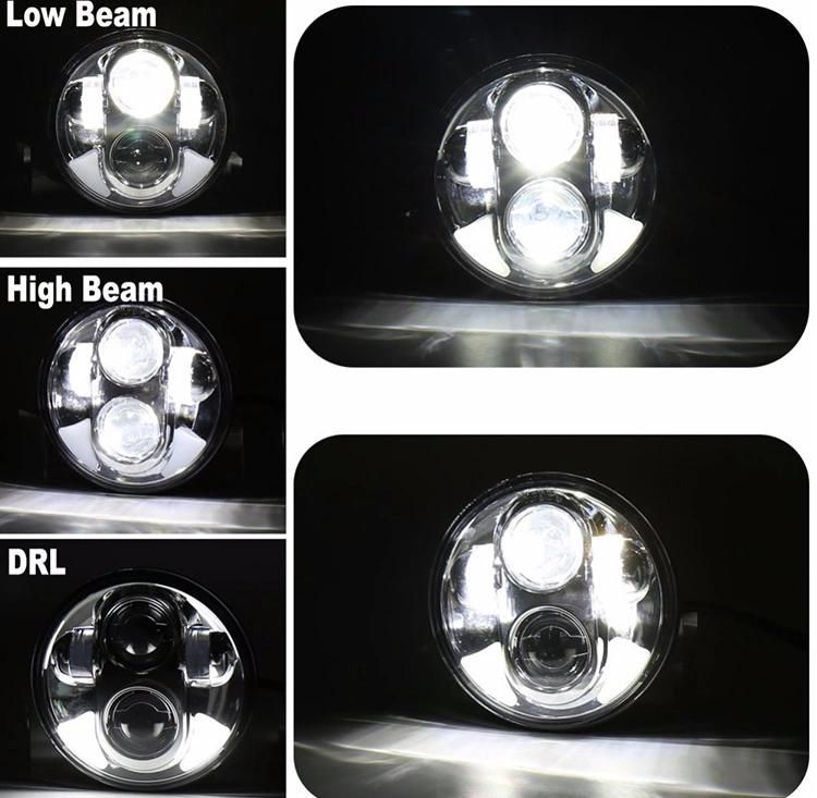 White DRL High Low Projector LED Headlight for Glide Low Rider Harley Motorcycle 5.75 Inch Headlamp LED Motorcycle Light