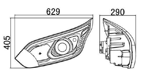 LED Bus Parts Head Lamp with PC Lens and H7 Light Source, 3c & ECE Certification