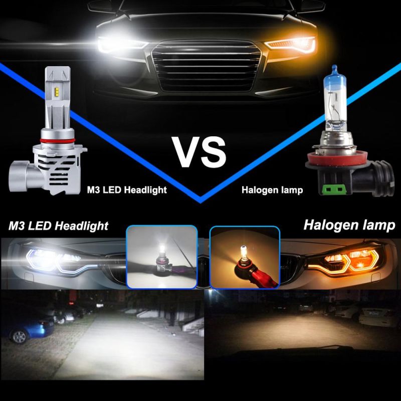 Powerful Car LED Headlight M3 8000lm 55W H4 H7 H11 Hb3 Hb4 9005 9006 H13 Mini Size LED Bulbs for Car Light