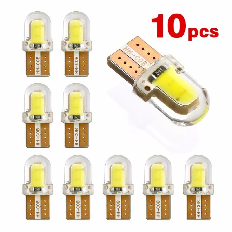 10PCS Auto T10 LED Cold White 194 W5w LED 168 COB Silica Car Super Bright Turn Side License Plate Light Lamp Bulb DC 12V