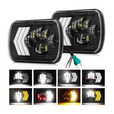 Factory Wholesale Square Angel Eyes Turning Lamp LED DRL Rectangle 6X7 5X7 Inch Pickup LED Driving Light for Offroad