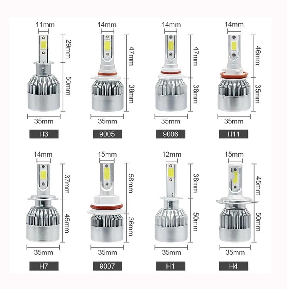 C6 LED Light Auto Head Lamps C6 LED Head Light 9005 9006 9007 H1 H3 H4 H7 H11 Auto LED Head Light C6 LED Light